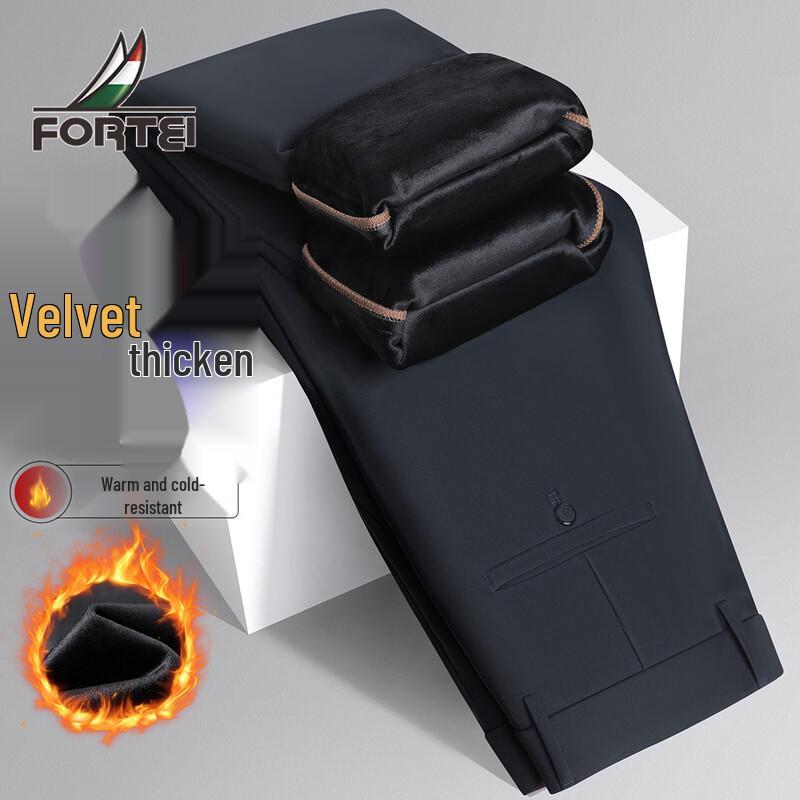 Men s Plus Velvet Thickened Business Casual Thermal Trousers 36