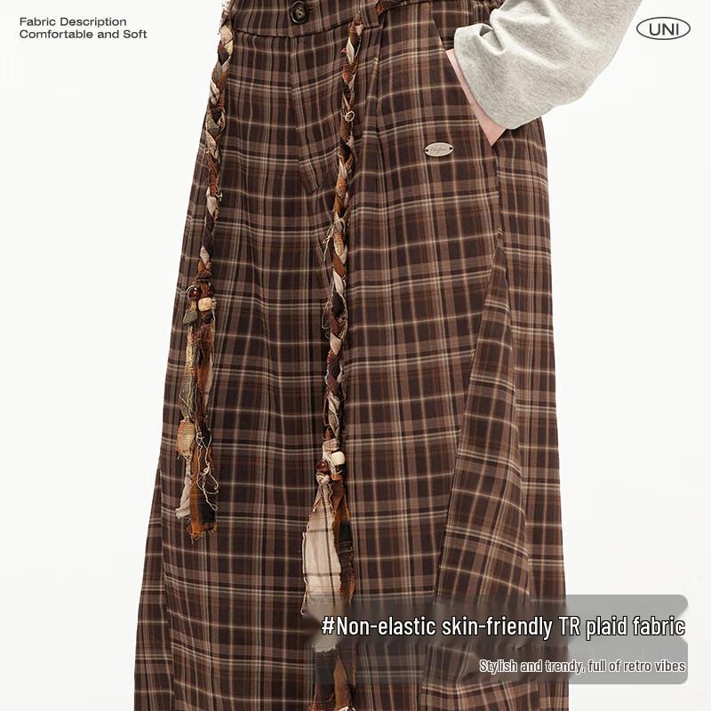 UNIFREE Women's Plaid Loose Fit Cargo Pants