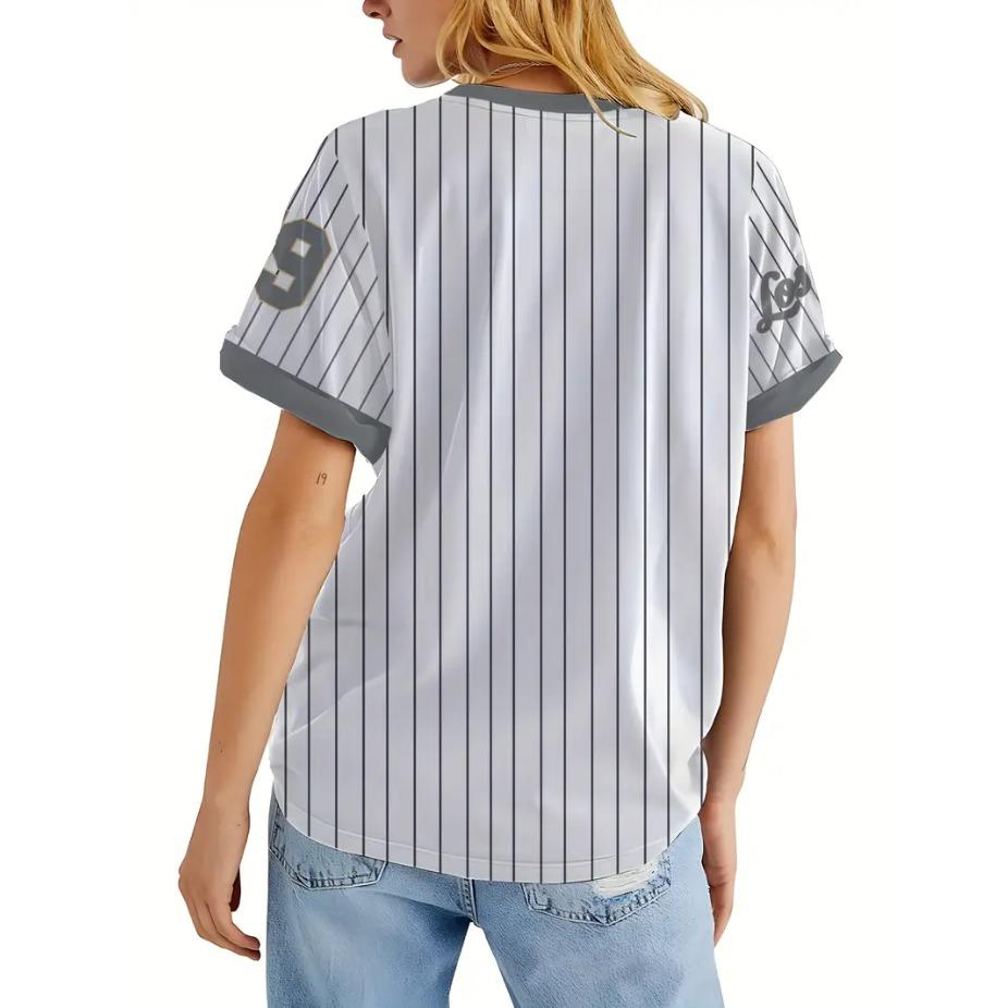 Sportbekleidung 79 Buchstaben Gestreift 3D-Druck Rundhals Kurzarm T-Shirt für Damen Atmungsaktiv Polyester Stretch Bequem für Alltag