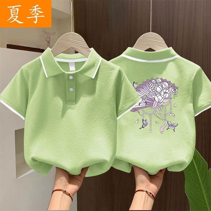 Summer Girls Fashion Polo Shirt Short Sleeve Collar T-Shirt For Big Kids Casual Top