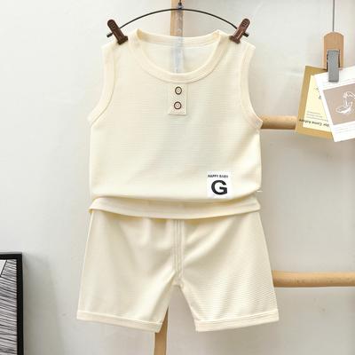 Children's Summer Solid Color Comfort Set, Including A Two-piece Set of Children's Solid Color Pullover Vest and Shorts