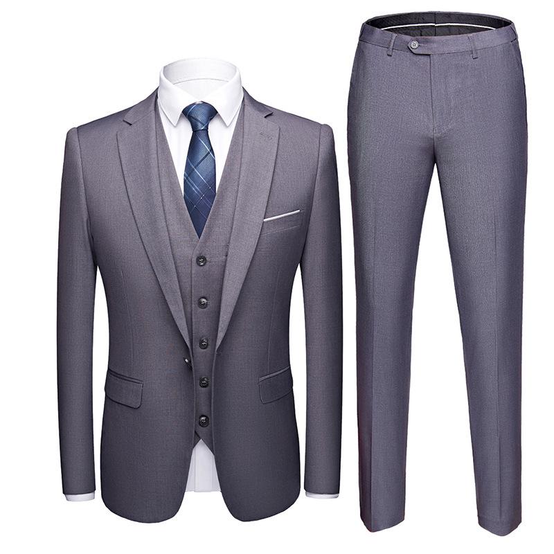 Men's Korean Style Slim Fit Wedding Tuxedo Three-Piece Suit