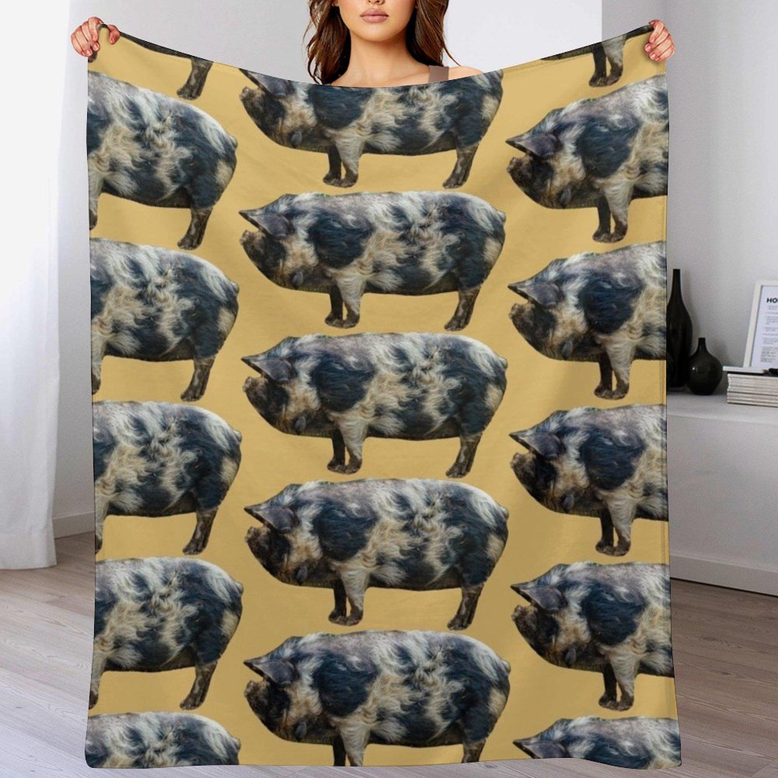 

KuneKune pig Throw Blanket Travel Size Cozy Blanket for Plane Train 102x76cm(40x30in)