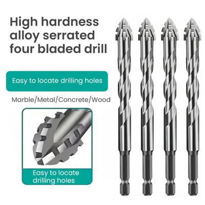 Set 6 Pz Punte Elicoidali Eccentriche ad Alta Resistenza 4/5/6/8/10/12mm Quattro Taglienti Denti di Sega Quattro