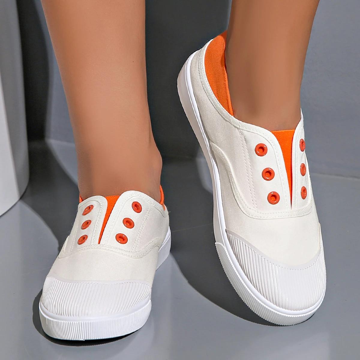 

Женские классические белые парусиновые туфли с круглым носком для школьников, женские удобные уличные туфли, Zapatos De Mujer, размер 35-42 35 оранжевый