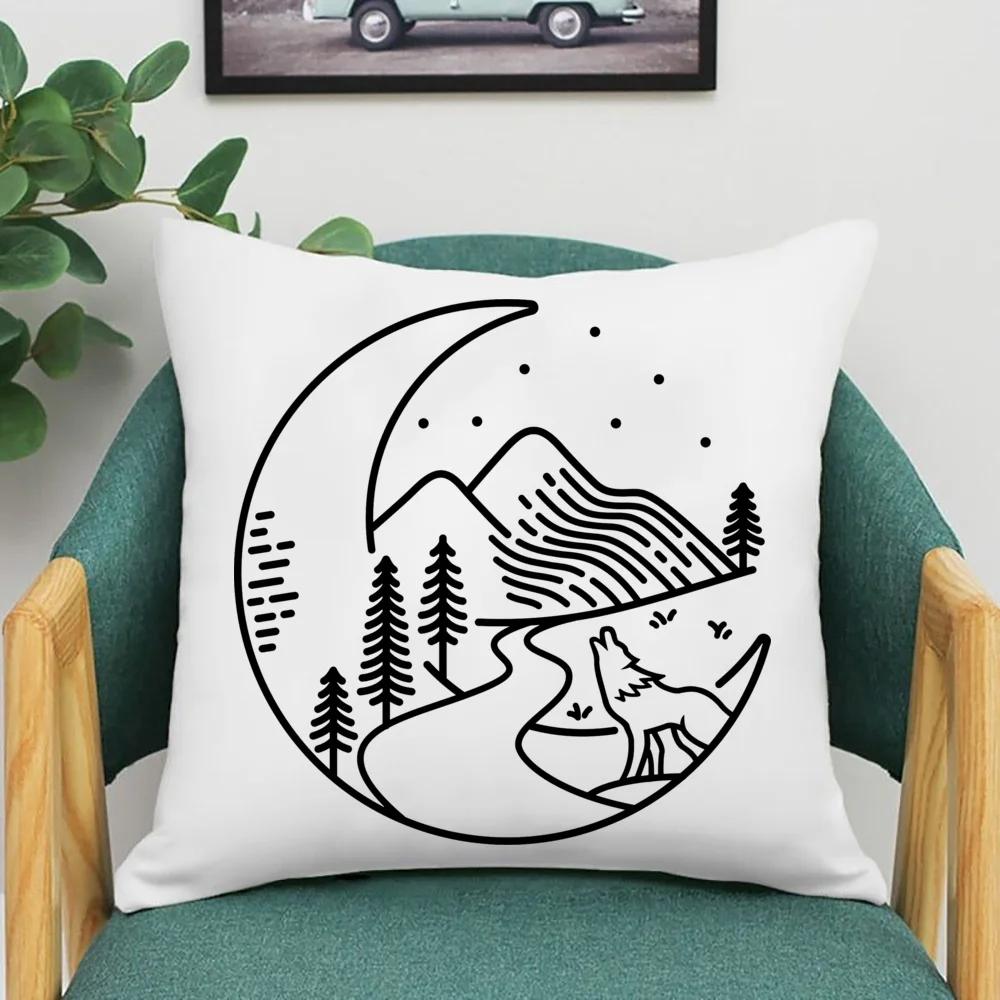 

Спальня Кемпинг Друзья Подарок на день рождения Гора Луна Принт Наволочка Подушка Чехол для подушки Комната Мягкая 40x40cm