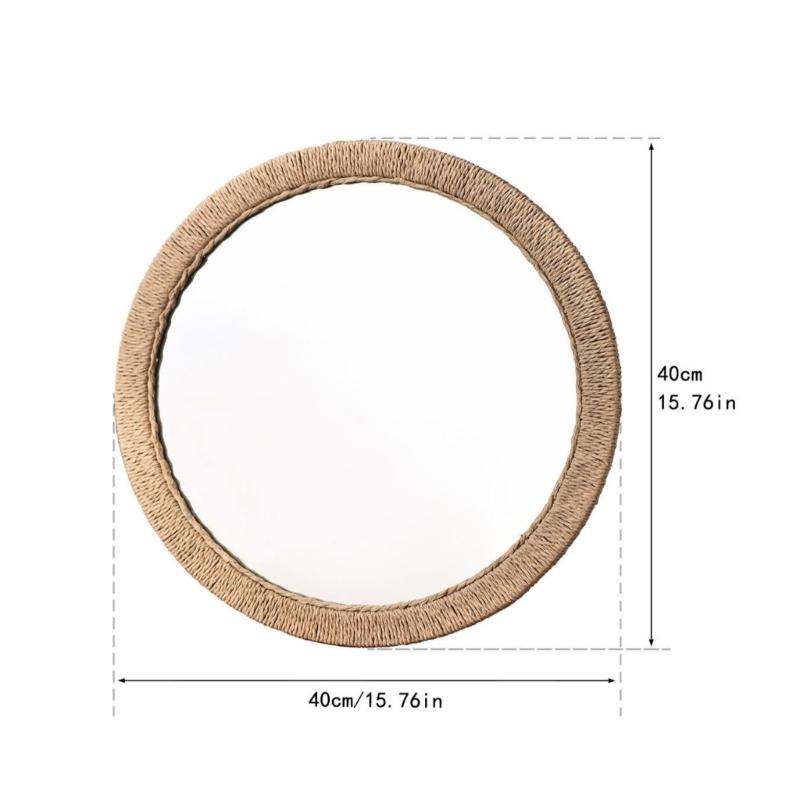 Bathroom Mirror for Wall Round Handmade Woven Frame Vanity Mirror Decorative Mirror for Bedroom,Living Room,Entryway