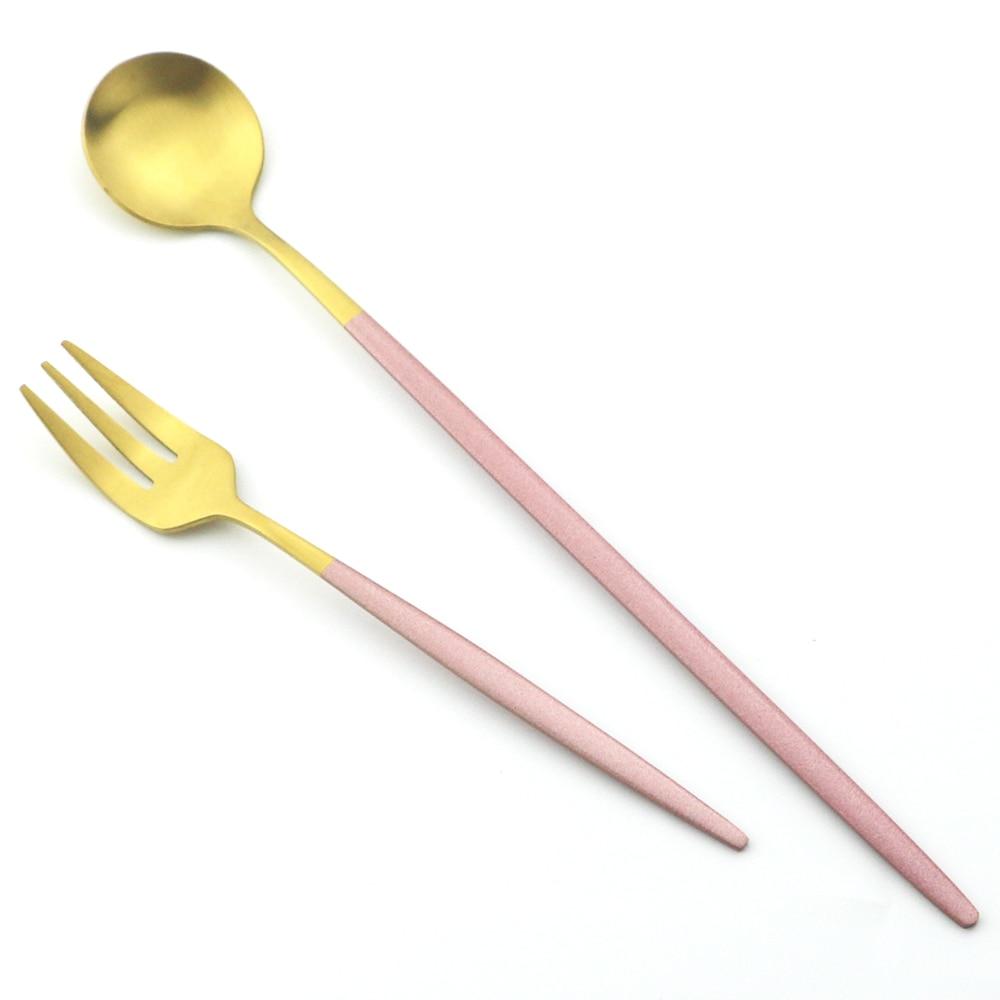 6ks Barevné příbory s dlouhou rukojetí Matné nerezové Lžíce Leštěné Míchání Nápoj Zmrzlina Dezert Čajová lžička Sada nádobí