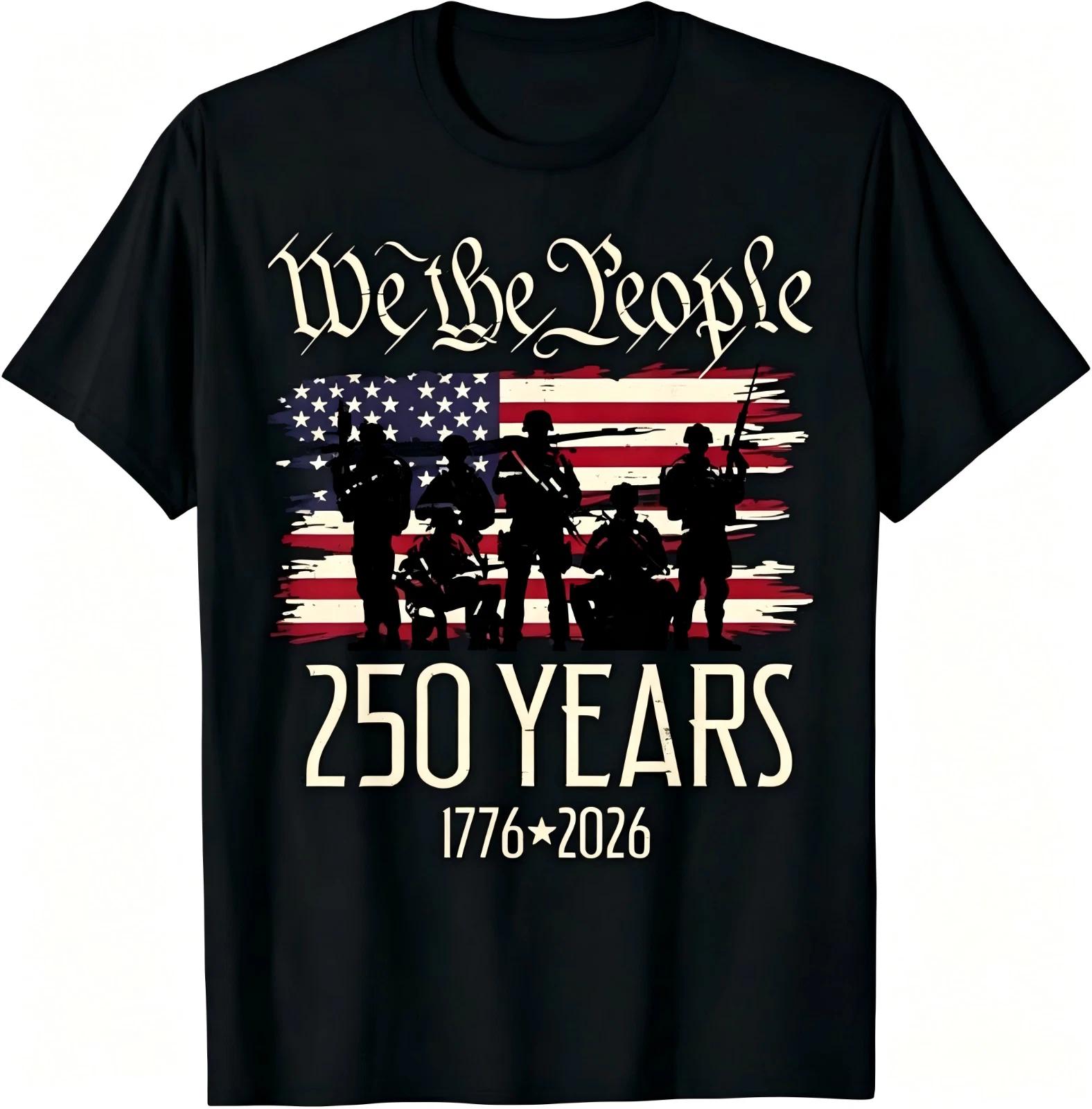 250 Years US Flag 250th Anniversary American Birthday USA T-Shirt L