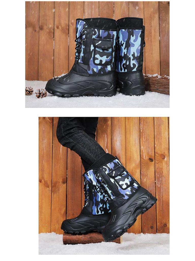 Men's Waterproof Thick-Soled Winter Snow Boots - Warm Cotton Shoes for Outdoor Activities and Ice Fishing