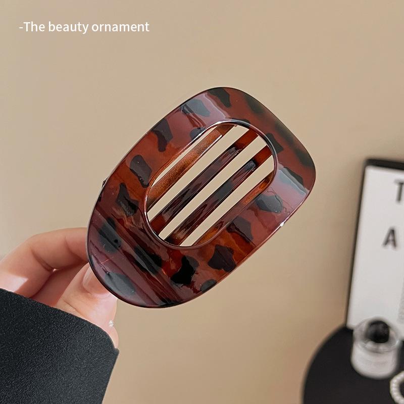 Mode Ovalen Haarklem voor Vrouwen Luipaard Mat Gebogen Platte Styling Spelden Acryl Liggende Haaraccessoires