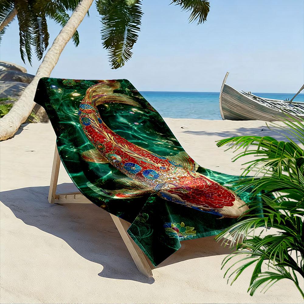 Colorful Koi Fish Design A must-have beach towel for beach travel