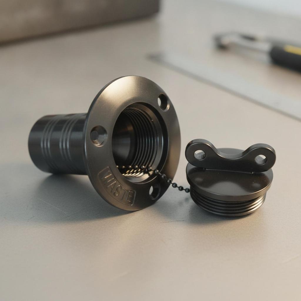 Deck Fill with Tethered Cap Waterproof Chain Flush for RVs