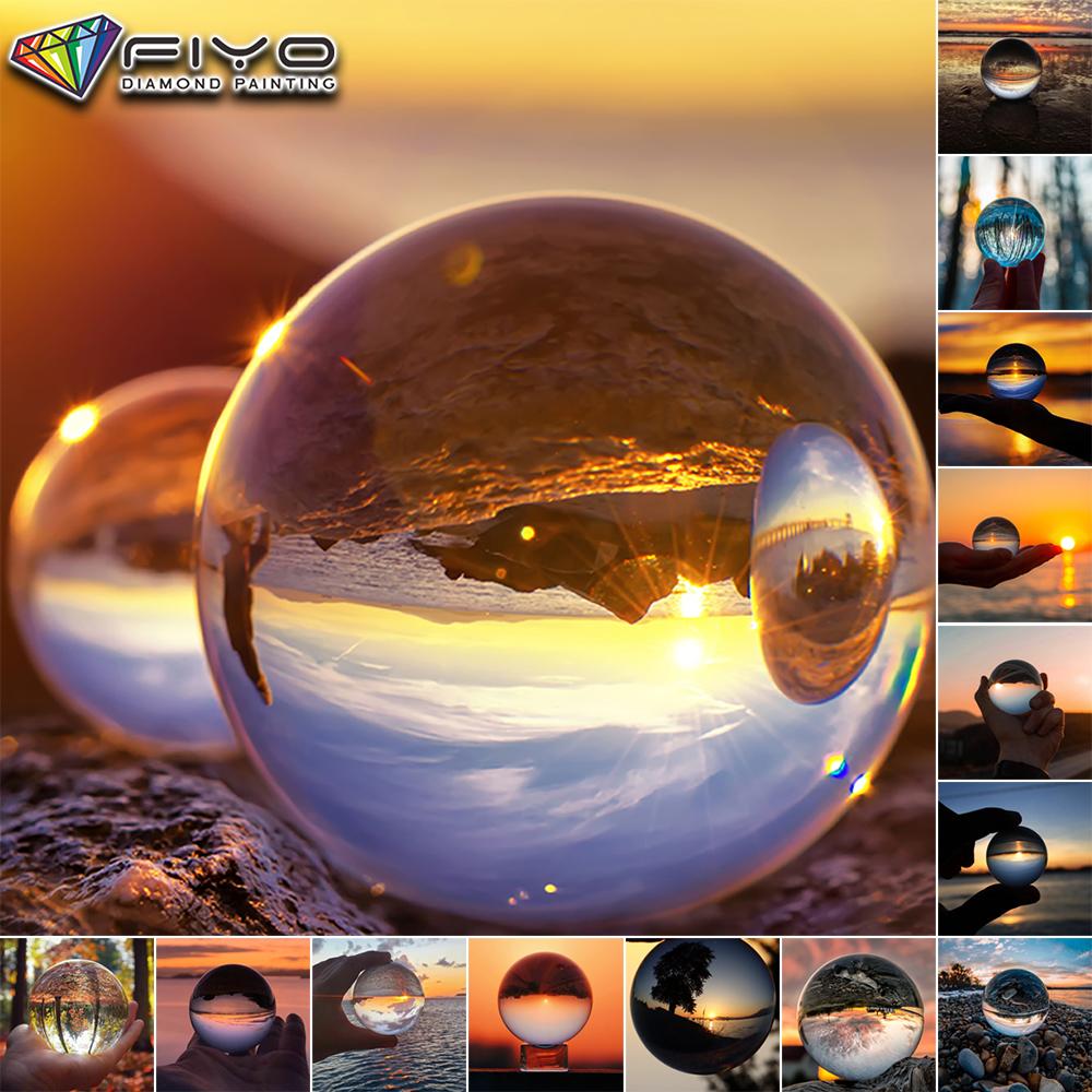 Buy 5D DIY The sunset in the glass ball Cross Stitch Rhinestones ...