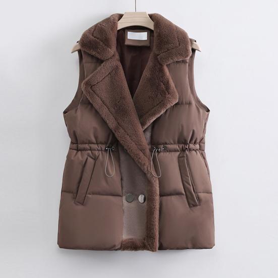 Women's Puffer Vest Casual Fleece Lined Sleeveless Jacket Winter Thicken Qulited Outerwear with Pockets