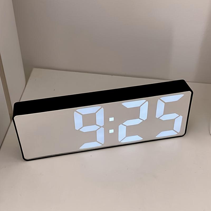 Ins Silent Night Light LED Digital Clock Minimalist Mirror Design for Desk