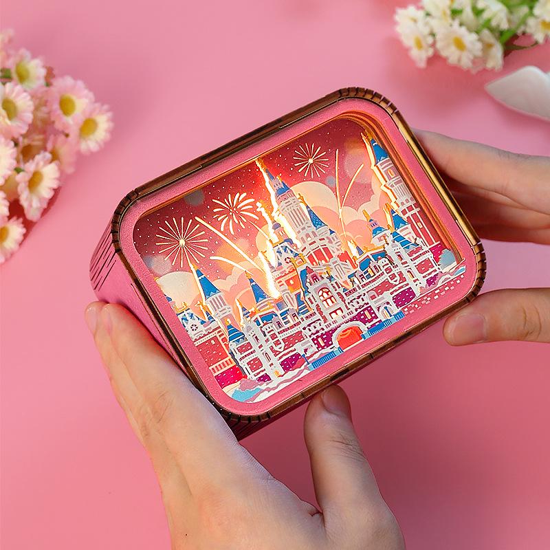 3D Wood Carving Fantasy Princess Castle Night Light Ornament