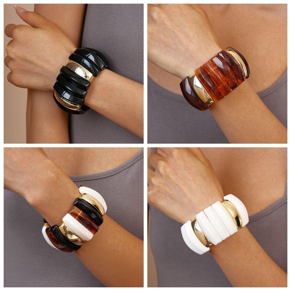 Wide Acrylic Bangle Bohemian Wide Chunky Bangles Unique Retro Hand Ring  Women