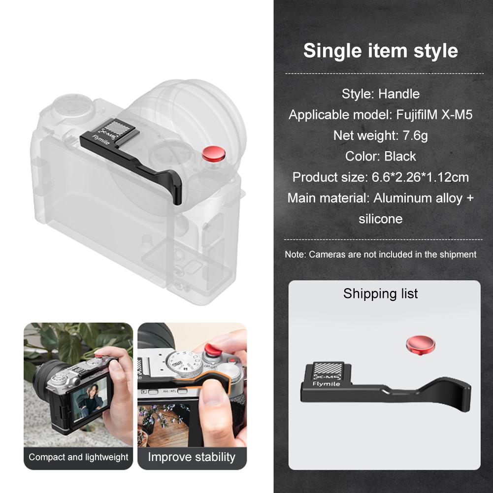 Aluminum Alloy Thumb Grip with Shutter Release Button Built-in Silicone Pads Hot Shoe Cover Camera Thumb Rest for Fujifilm X-M5