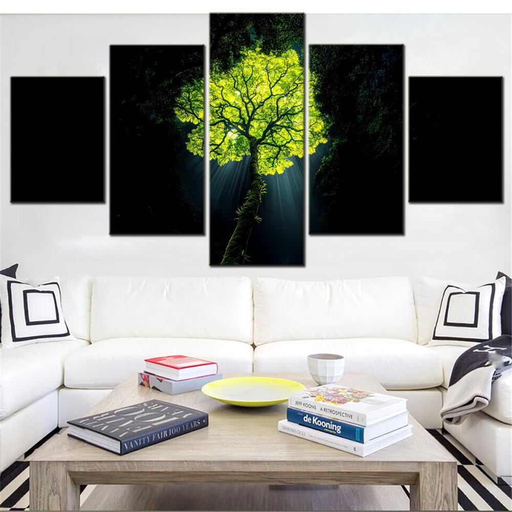 

5 Pieces Canvas Wall Arts Poster Paitning Nature Jungle Tree Dark Aesthetic Wallpaper Picture Printing Home Decor Artwork 20X35 20X45 20X55CM