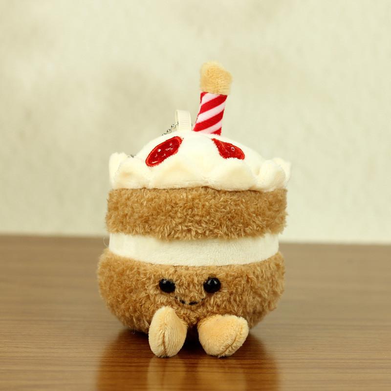 Cute Plush Cartoon Keychain Toy Cake Milk Tea Cup Accessory In Colors Sweet