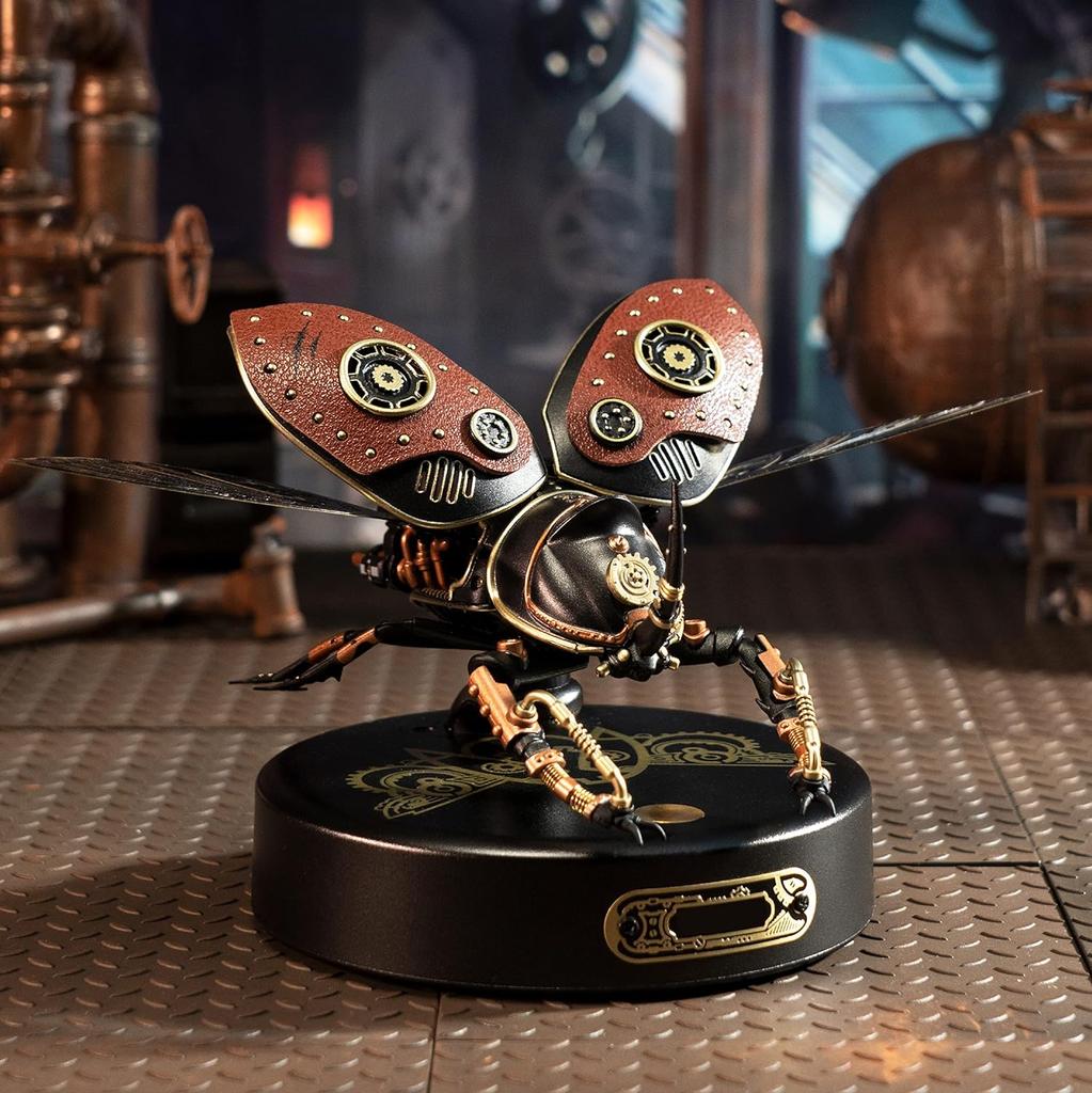 Robotime Rokr 3D Metal Puzzle Rhinoceros Beetle with LED Light of Industrial-style Building Block gift for Kids