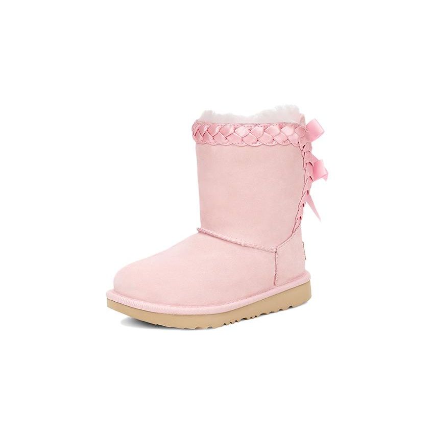 UGG Faux Suede Round Toe Mid Calf Warm Boots Kids Boots Pink 1103617T-SLPN