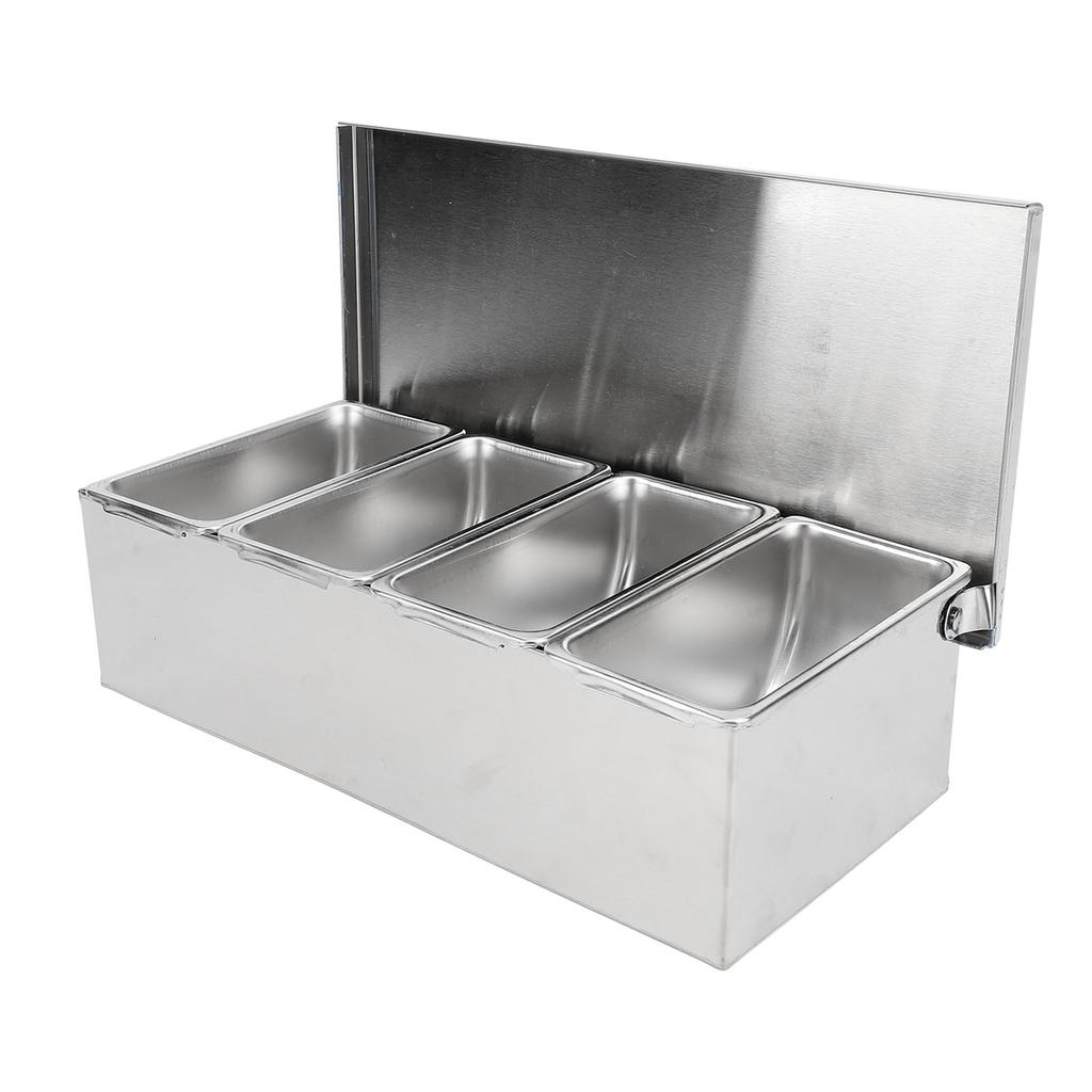 Contenitore per spezie con coperchio a ribalta, contenitore per spezie in acciaio inossidabile 304, organizer da cucina multi-scomparto