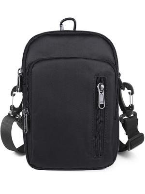 Shoulder Crossbody Small Item Waist Pouch Men's Bag, Bag, Pouch, (Black)