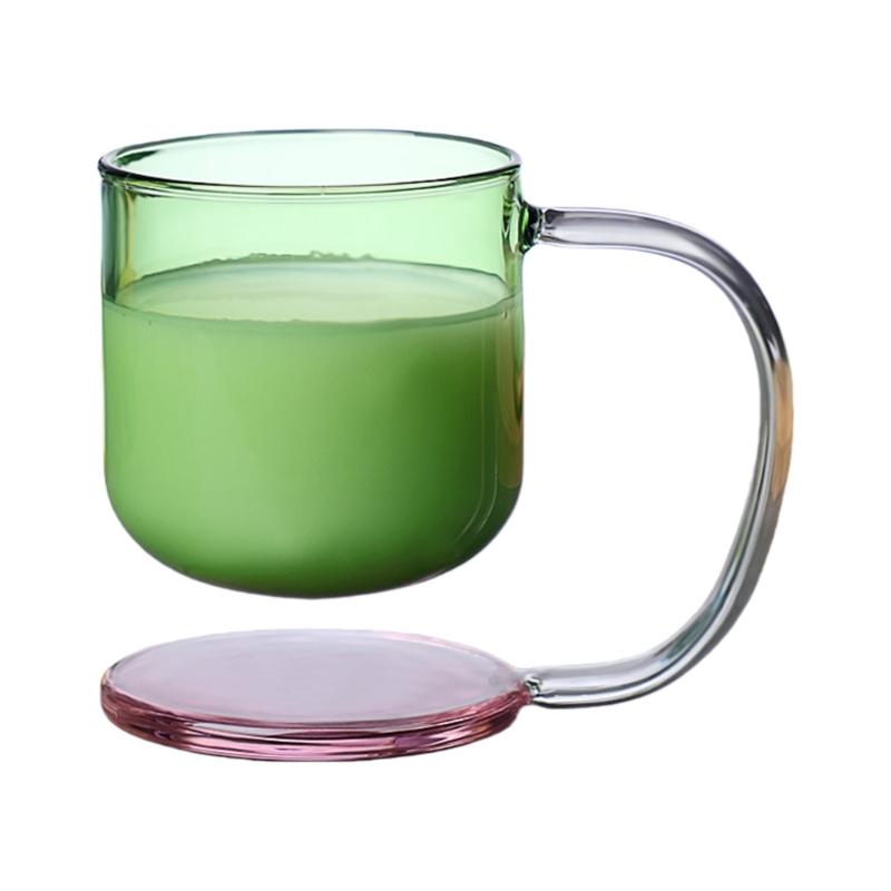 Clear Glass Cup with Base and Handle Floating Design Heat Resistant Ergonomic Coffee Mug Drinking Cup Household Use