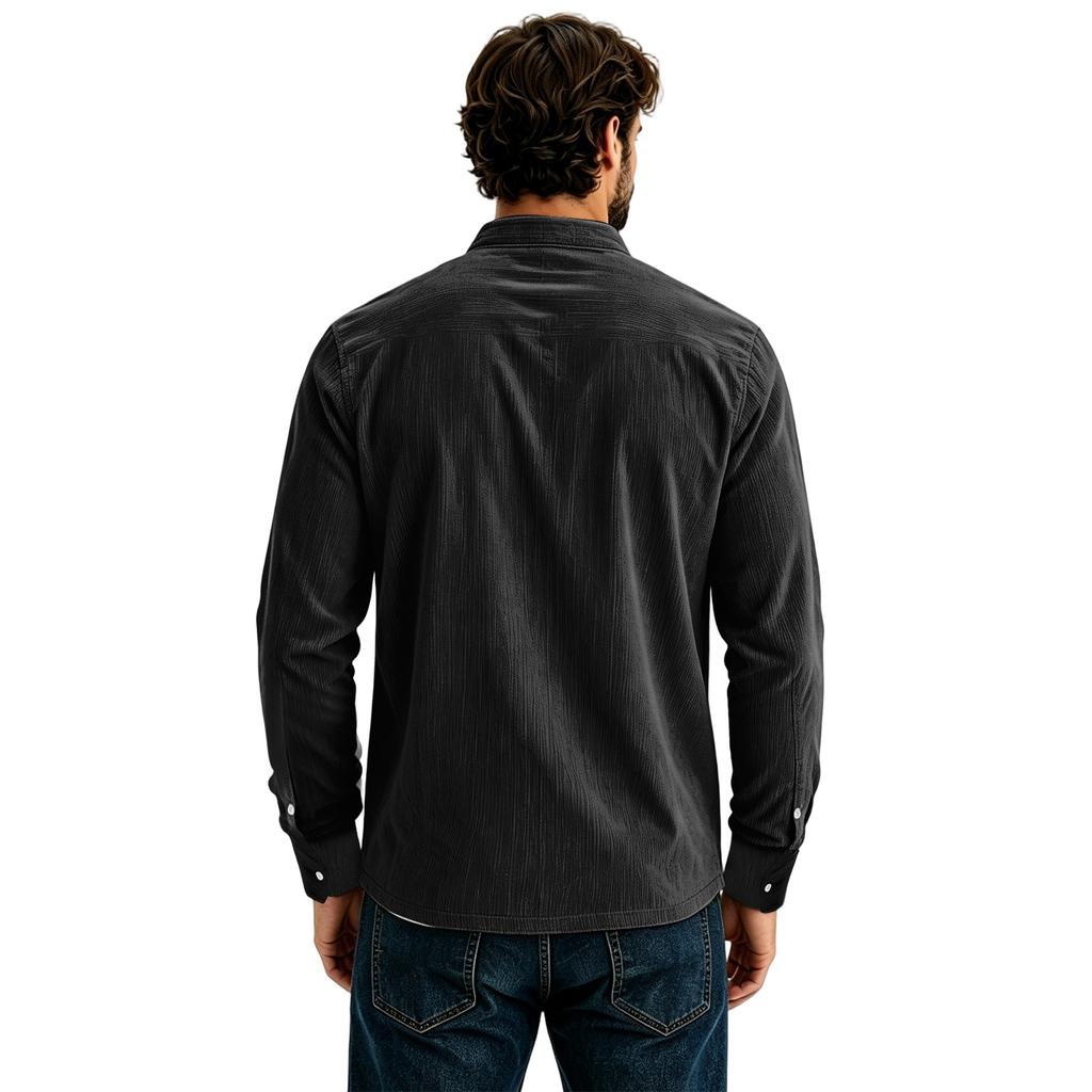 Men's Casual Loose Fit Color Shirt with Pockets for Everyday Wear