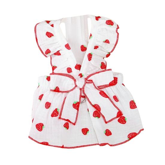 Sommerkleid für Hunde, süßes Erdbeermuster, Schleifendekor, Prinzessinnen-Kleidung, Haustierrock mit Traktionsring, atmungsaktive Welpenkleidung für kleine Hunde und Katzen