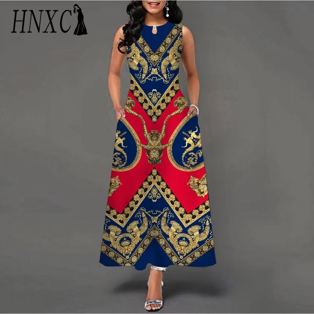 HNXC 48 barev Nové dámské volné vintage květinové volánové šaty Befree šaty Velká letní párty Tílka Elegantní maxi šaty