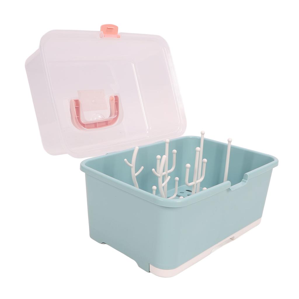 Babyflaschen-Abtropfgestelle Tragbare Aufbewahrungsbox für Stillflaschen Geschirrorganizer mit Deckel für