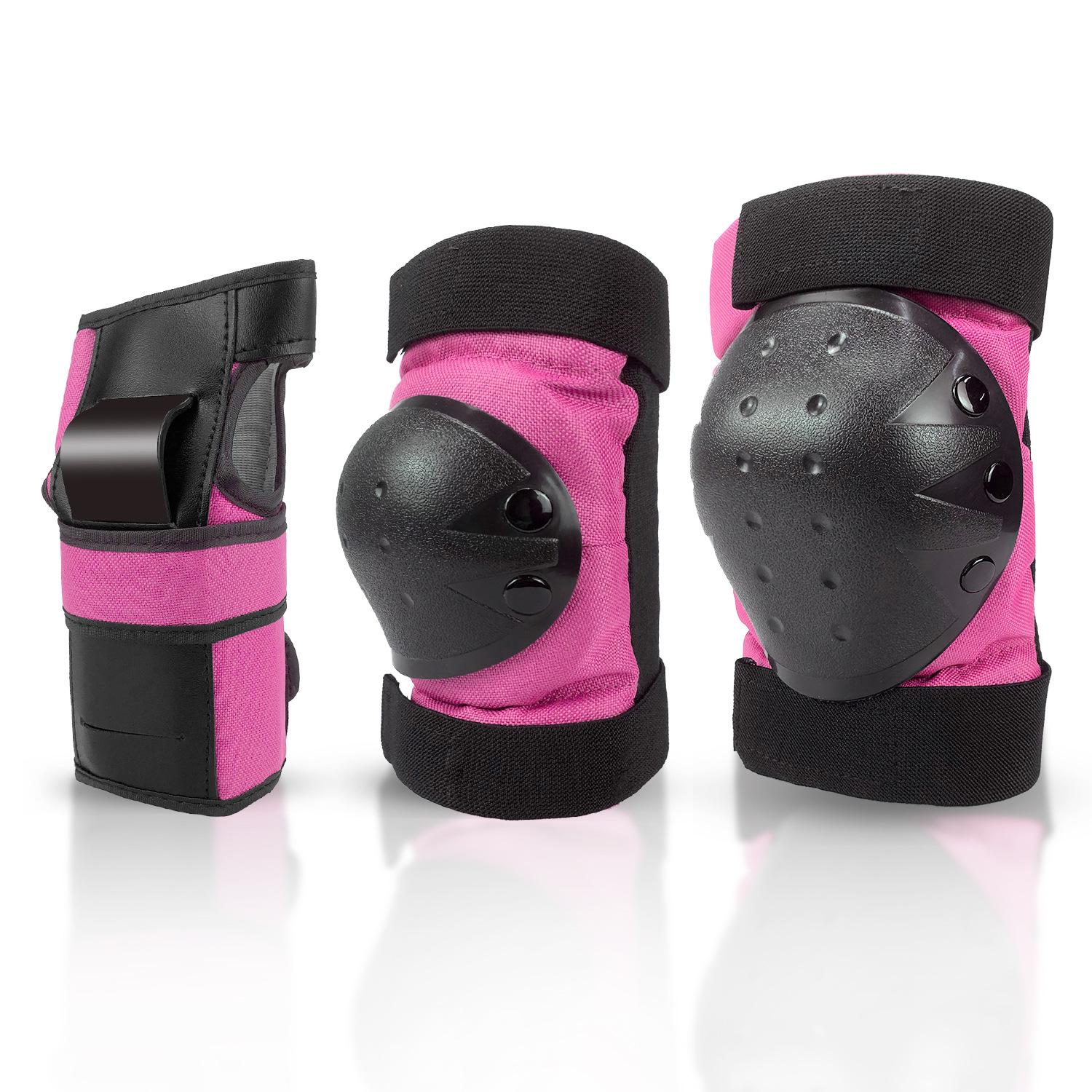 

Children s & Adult 6-Piece Skate Protective Gear Set: Knee & Elbow Pads with Custom Logo Small розовый