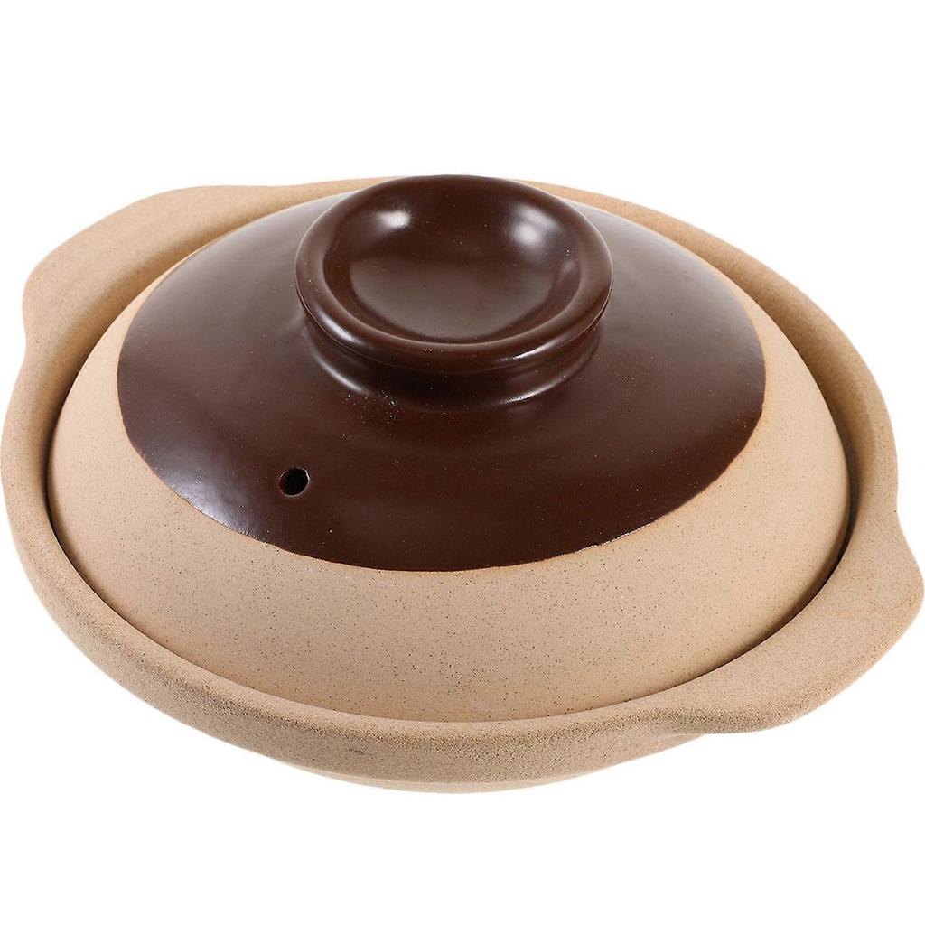 Brown Ceramic Stew Pot for Home Stove Cooking 1Pcs Clay Casserole