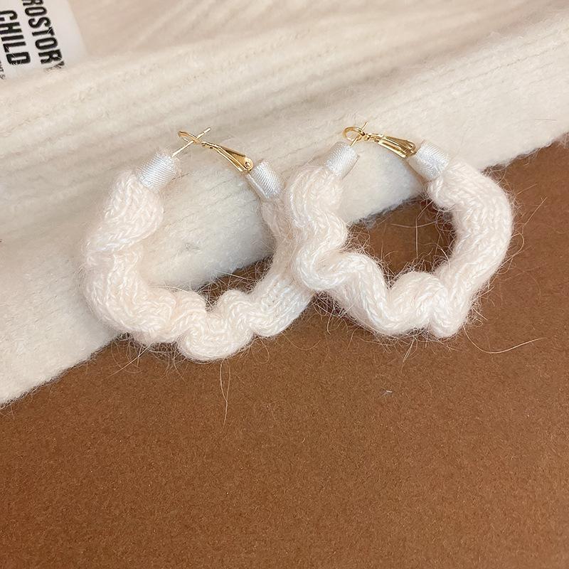 Snowflake Red Bow Hairball Earrings Creative Versatile Earrings Autumn and Winter Earrings