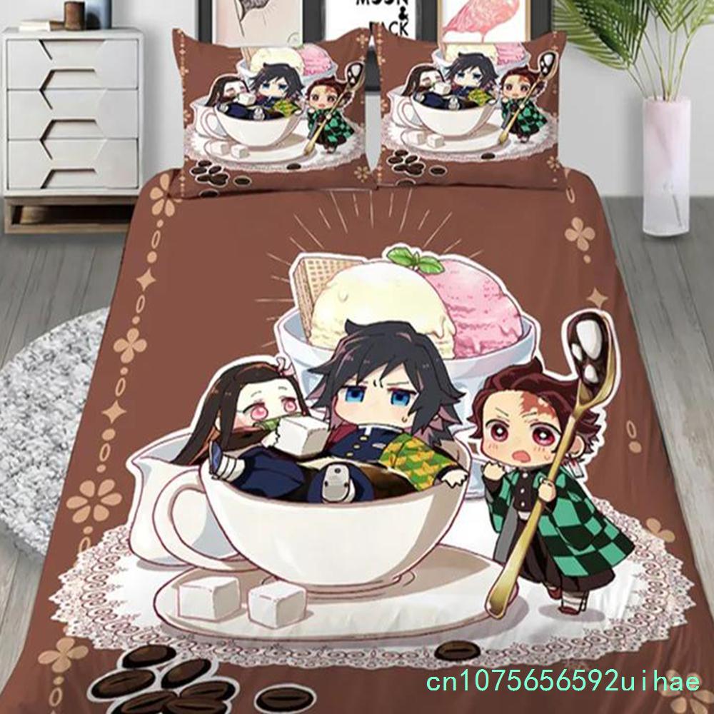 Anime Demon Slayer 3D Printed Duvet Case Pillowcase Bedding Set Twin Full Queen Size For Bedroom Decor
