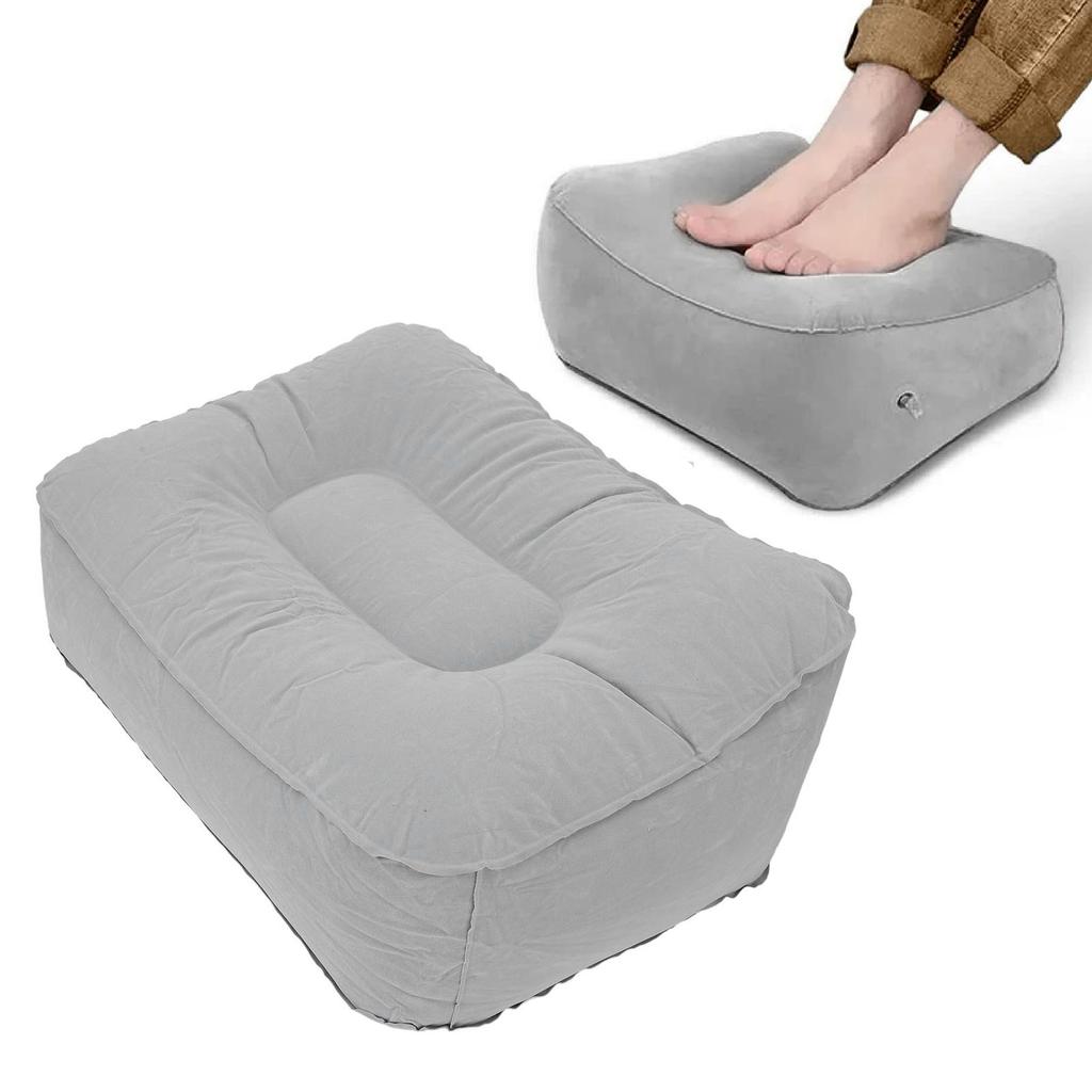 Inflatable Foot Rest for Air Travel Multifunctional PVC Flocking Portable Leg Rest Pillow