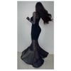 French royal sister wind mesh long-sleeved dress, new inner elegant temperament, waist and thin, meat and buttocks long dress