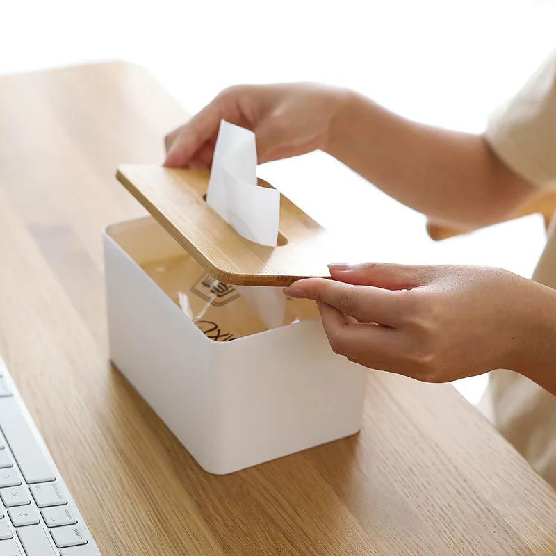 Bamboo Tissue Box Accessories Simple Living Room Dining Table Coffee Table Tissue Box Desktop Storage Kitchen Storage
