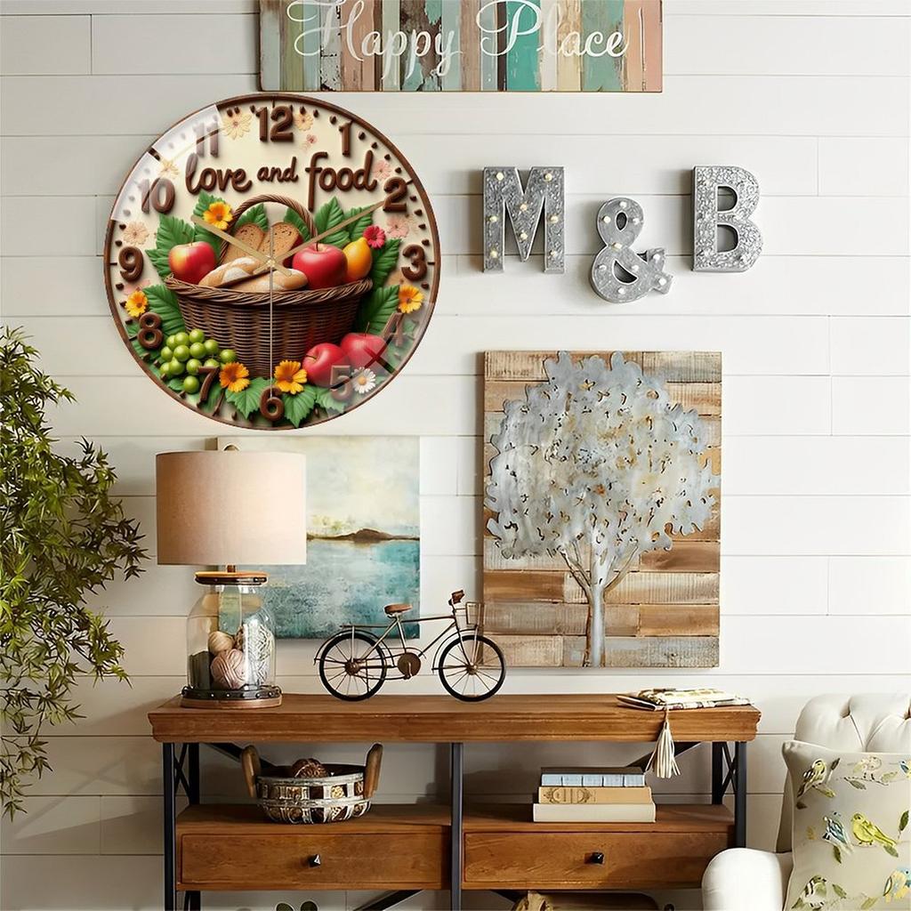 Mid-Century Modern 30x30cm Round Glass Wall Clock with Retro Feel