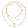 Salircon 3Pcs/set Trendy Imitation Pearl Coin Pendant Choker Necklace Men Punk Adjustable Gold Color Twist Chain Grunge Jewelry