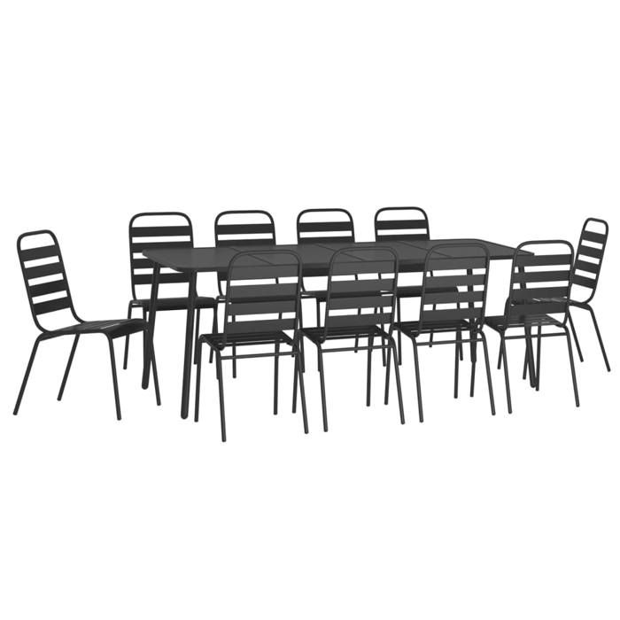VidaXL Ensemble à manger de jardin 11 pcs anthracite acier, ensemble de salle à manger, ensemble de salle à manger 3187996