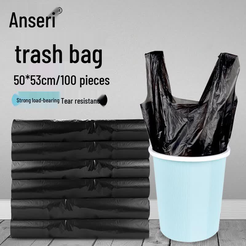 Ansell R Disposable Black Vest-Style Trash Bags, 100 Count 50x53cm чёрный
