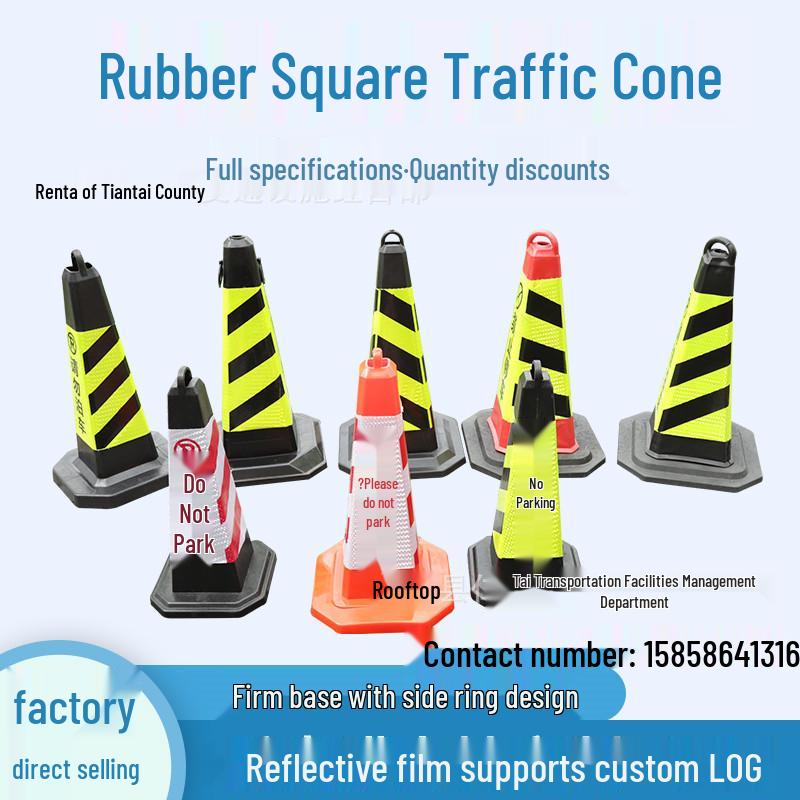Traffic Safety Reflective Cone: Rubber Ice Cream Bucket No Parking Barrier, 70 cm