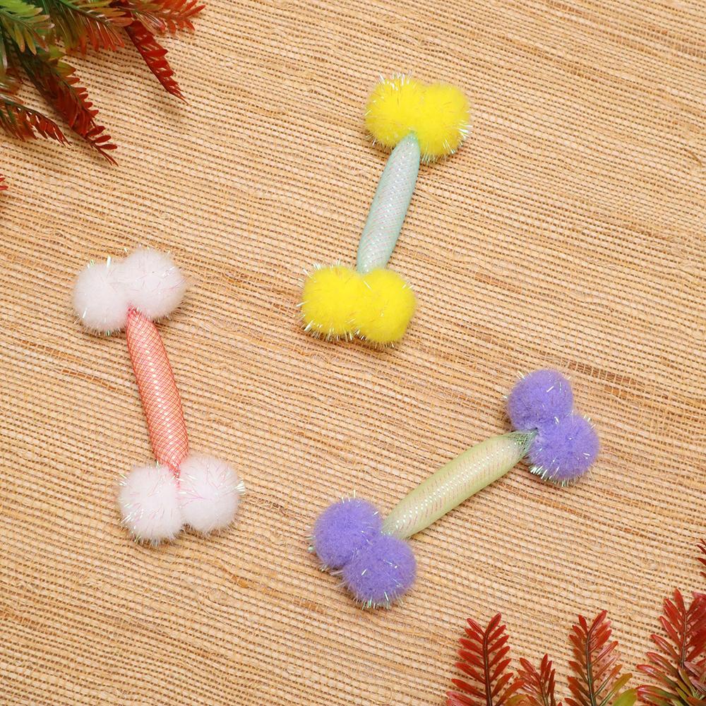 3pcs Cute Plush Ball Cat Toy Elastic Mesh Tube Kitten Pet Toy