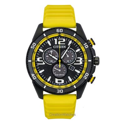 Brycen Chronograph Silikonarmband Schwarzes Zifferblatt Eco-Drive AT2585-08E 100M Herrenuhr