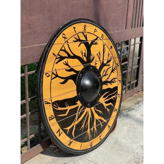 Mittelalter LARP SCA Krieger Holz & Stahl Wikinger Rundschild Rüstung Templerschild