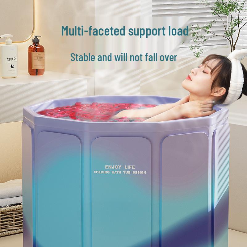 Portable Folding Bath Barrel for Adults & Children - PVC, No Installation Required